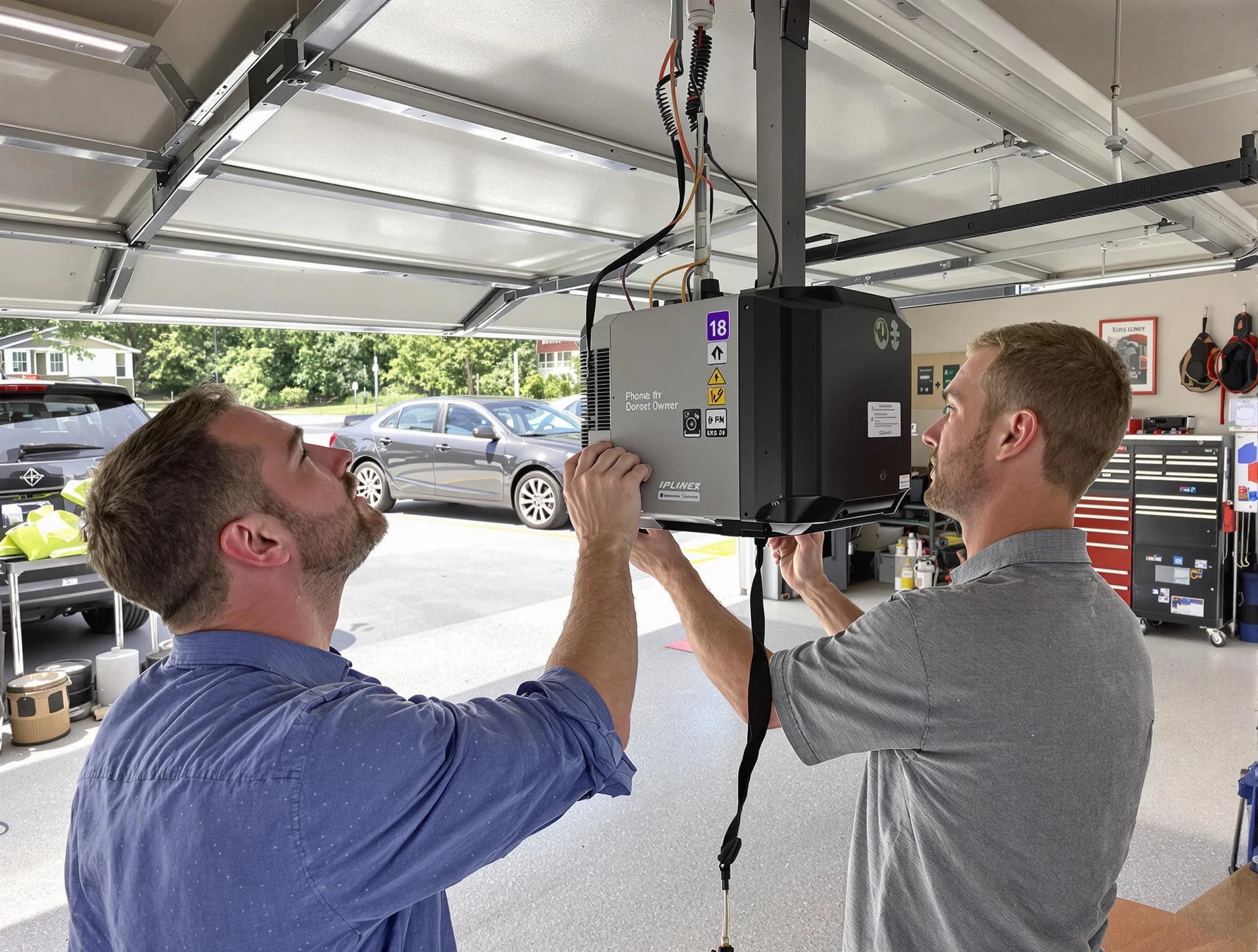 Hinsdale Garage Door Repair technician installing garage door opener in Hinsdale