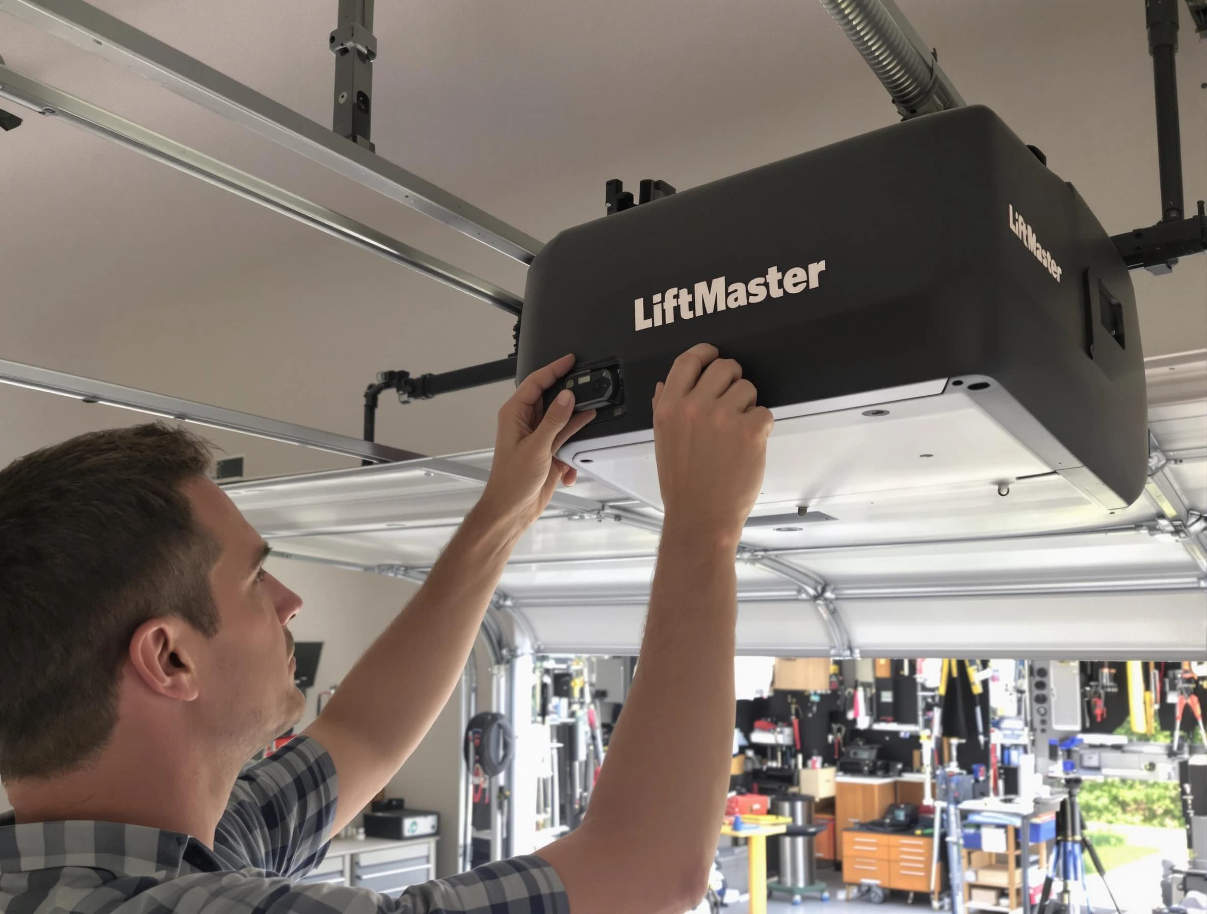 Hinsdale Garage Door Repair technician repairing garage door opener in Hinsdale