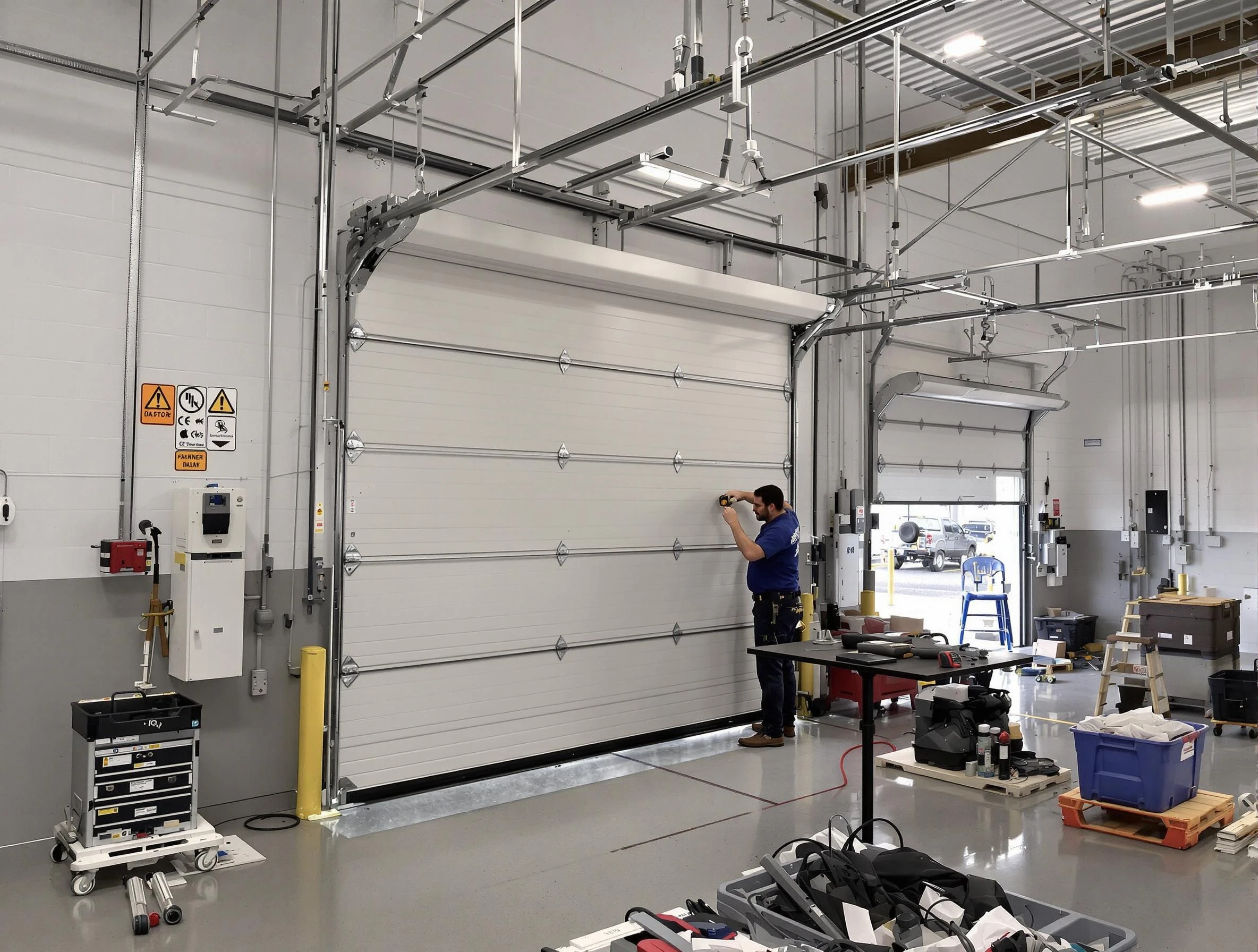 Commercial garage door repair being performed by Hinsdale Garage Door Repair expert in Hinsdale