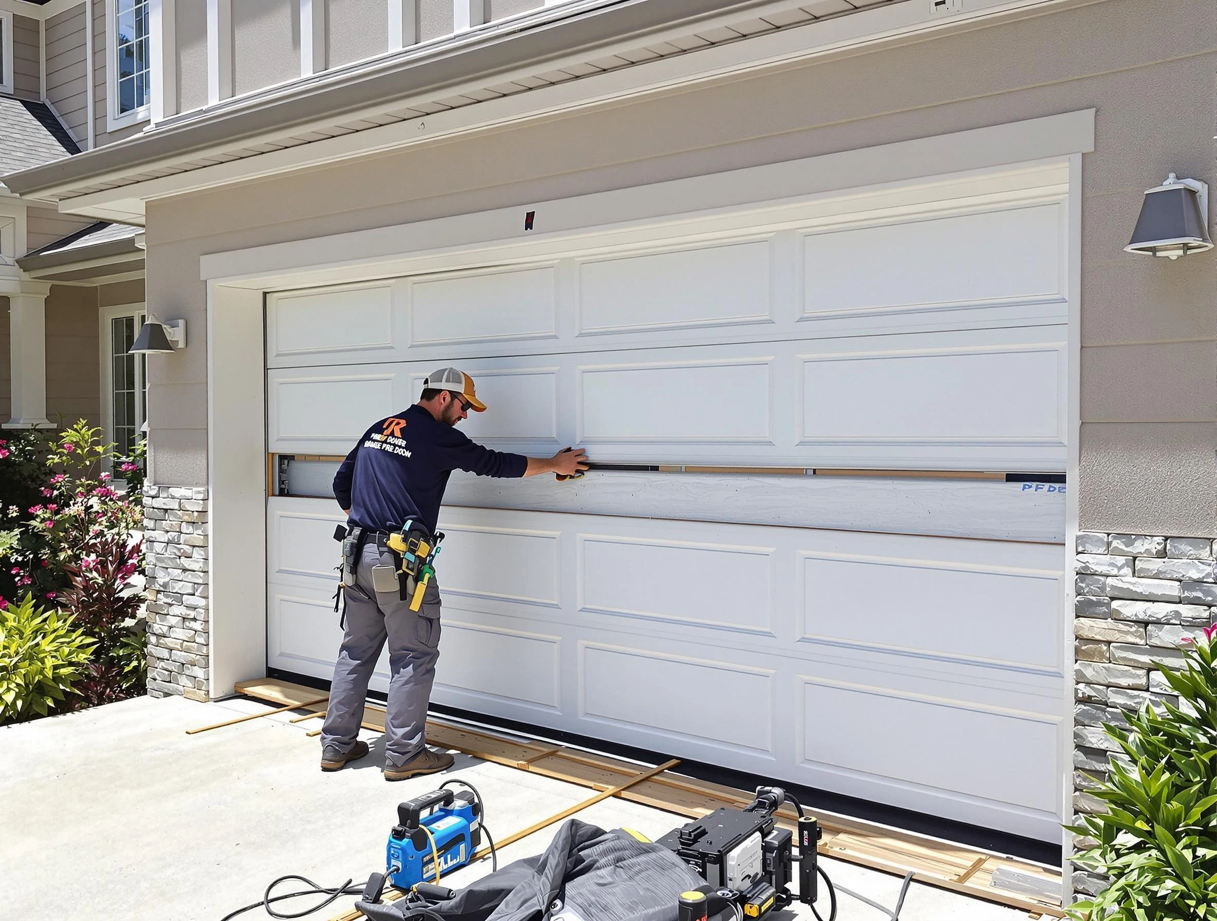 Hinsdale Garage Door Repair team performing complete garage door replacement at Hinsdale residence