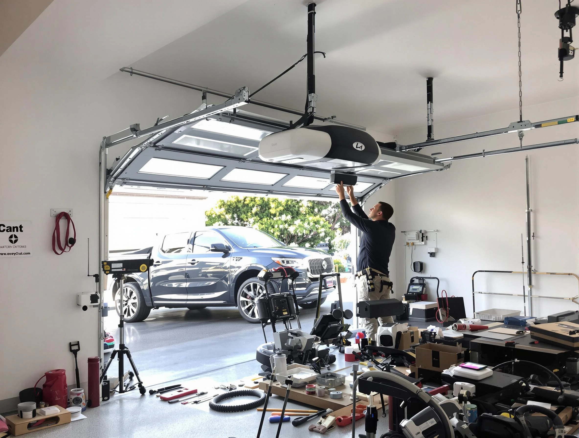 Hinsdale Garage Door Repair specialist installing smart garage door opener system in Hinsdale home