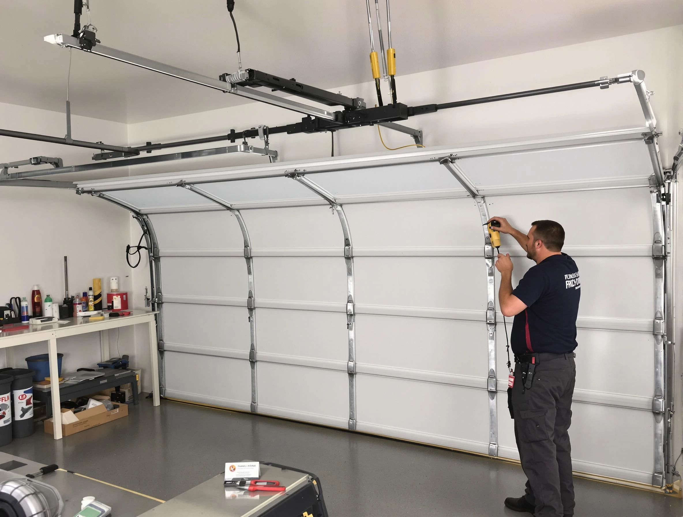 Hinsdale Garage Door Repair certified technician performing overhead door system repair in Hinsdale